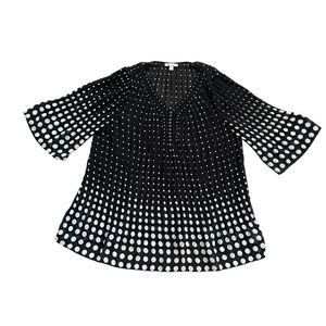 Woman Within Pleated with Beads Polka Dot Shear Blouse Sz 18/20